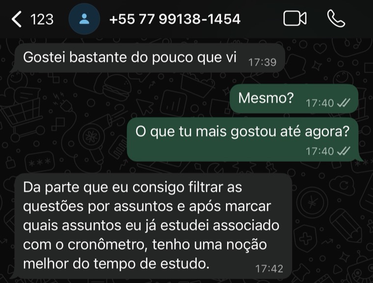 Depoimento de aluno do QBizu Petro